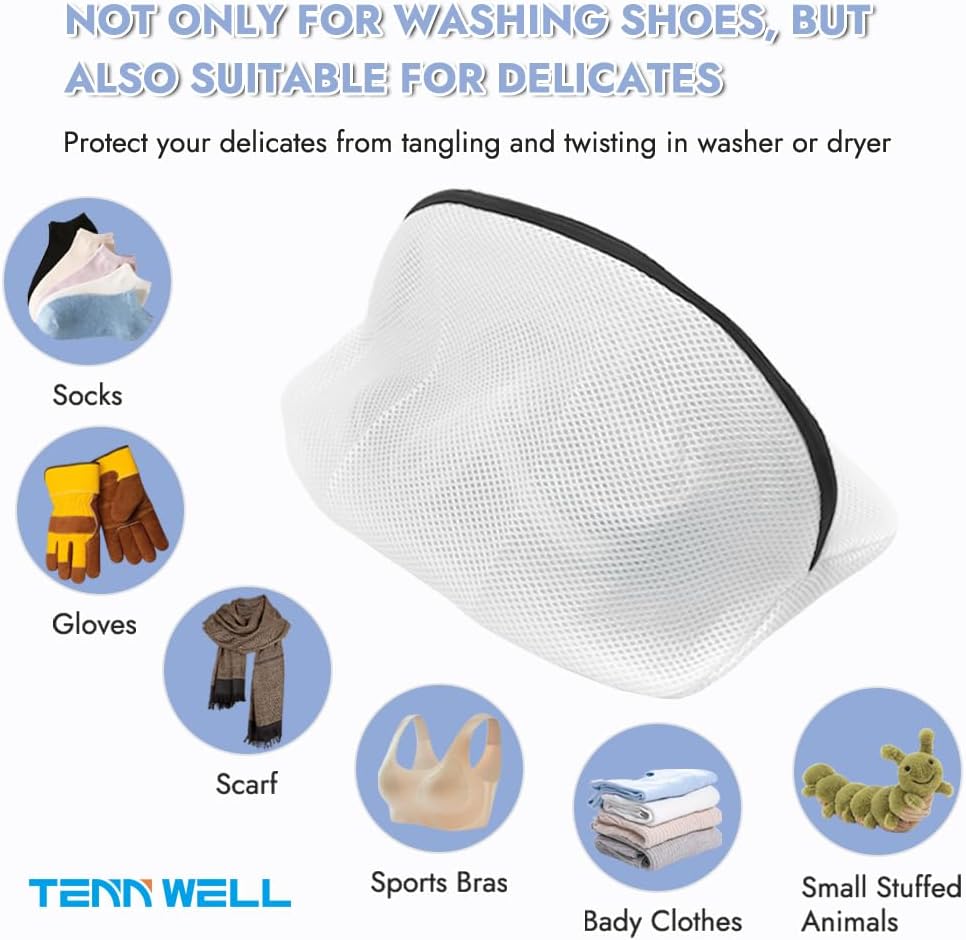 Tenn Well 3Pcs Mesh Laundry Bags For Shoes Sneakers Fits Size 12 | Mesh bags for trainers, tennis shoes, slippers, washing machine safe