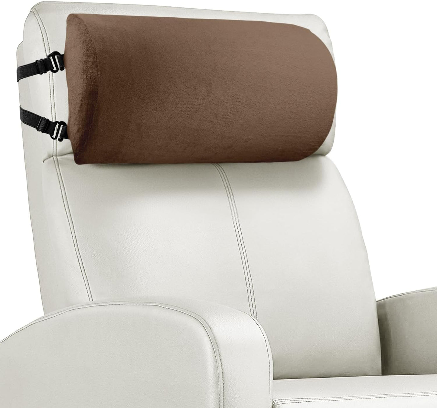 Non-Slip Neck Pillow for Recliner with Elastic - Head Pillow for Recliner Supportive Memory Sponge Cushion with Soft Velvet Cover for Neck Relief While Working,Studying and Playing(Brown)