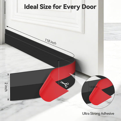 Ohuhu Door Draft Stopper, 1" Wide Adhesive Weather Stripping Seal, 39" | self-adhesive silicone, for interior exterior doors, 3-layer soundproof, save energy, blocks drafts, noise, light, dust, bugs