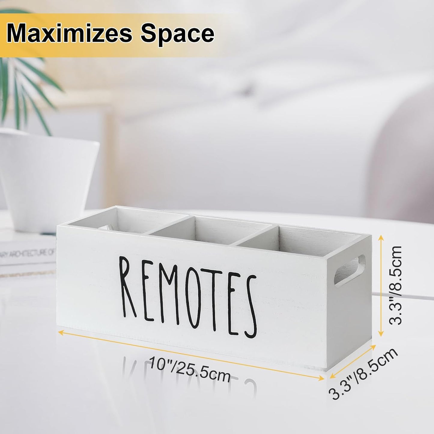 360° Rotating Remote Control Holder, Wooden TV Remote Holder for Table, Desk Organizer Caddy Media Storage Box for Living Room,Nightstand,Couch (Black)