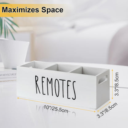 360° Rotating Remote Control Holder, Wooden TV Remote Holder for Table, Desk Organizer Caddy Media Storage Box for Living Room,Nightstand,Couch (Black)