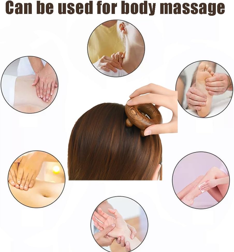 OULIGET Wooden Trigger Point Massage Tool,Spider Shape 5 Legs Massager,Scalp Massager Scraping Tool for Back,Neck,Shoulder and More
