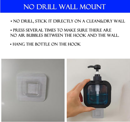 Hand Soap Dispenser Bathroom, Shower Soap Dispenser Wall Mounted, Dish Dispenser for Kitchen, Shampoo and Conditioner Dispenser with Pump and Labels (Black)