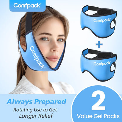 Comfpack Wisdom Teeth Ice Pack Head Wrap,Soft Double Side Jaw Face Ice Pack | Extra Large Jaw & Chin Ice Pack, Reusable Gel Hot Cold Therapy for TMJ, Oral Surgery, Face Swelling, Tonsillectomy Recovery