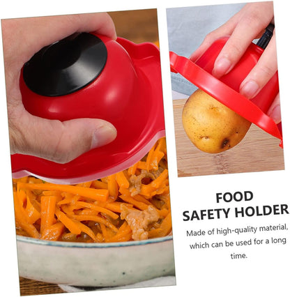 Happyyami 2pcs Food Safety Holders Ergonomic Kitchen Food Slicer Guards for Safe Vegetable Cutting Non-slip to Clean Material
