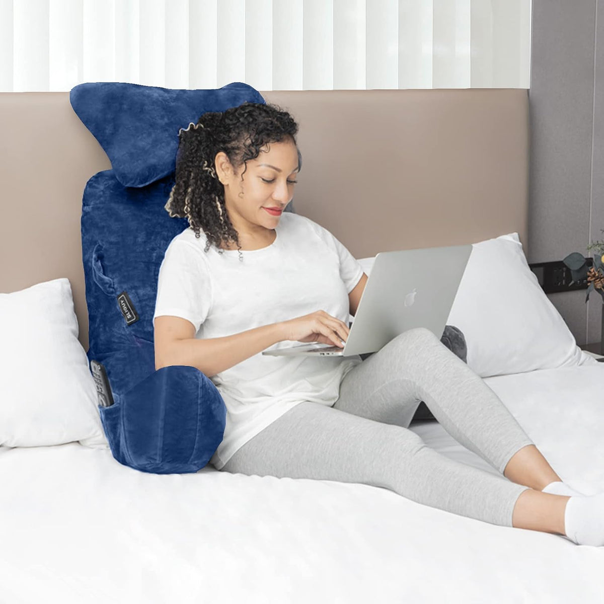 SLIGUY Reading Pillow-Bed Rest Pillow with Detachable Neck Roll & Support Arm for Sitting in Bed Couch or Floor-Backrest Reading Pillow Adult Back Pillow for Reading/Watching TV/Gaming,Dark Grey