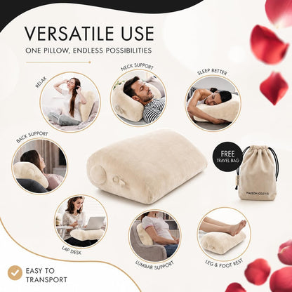 Inflatable Wedge Pillow, Travel, Leg Elevation, Sleep (Beige)