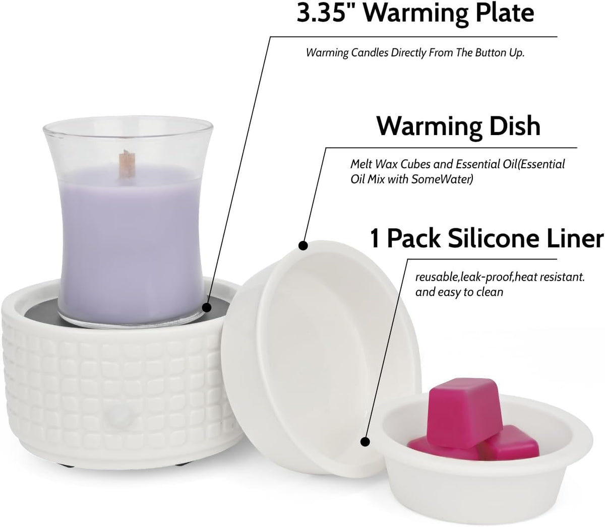 ASAWASA 2PCS Smart Candle Warmer for Large Jar, Coffee Mug Warmers, with Gravity Switch Auto Shut-On/Off, Safely and evenly Release The Aroma, Keep The Drink Warmth, Best Ideals Valentines Day Gifts