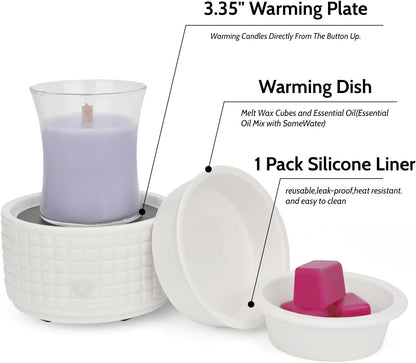 ASAWASA 2PCS Smart Candle Warmer for Large Jar, Coffee Mug Warmers, with Gravity Switch Auto Shut-On/Off, Safely and evenly Release The Aroma, Keep The Drink Warmth, Best Ideals Valentines Day Gifts