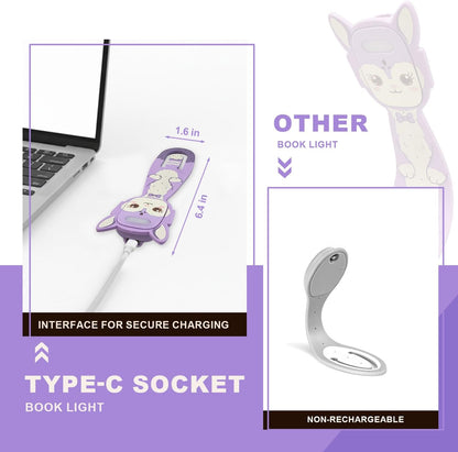 Rechargeable Kids Book Light, Cute Bookmark Reading Light for Kids, Dimmable Portable LED Book Light for Reading in Bed, Eye-Caring Bedtime Reading Lamp for Children & Travel, Brown