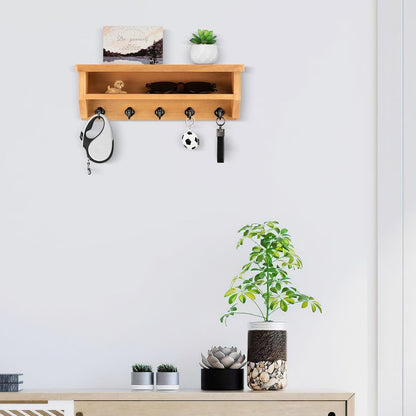 Nekon Key Holder Wall Mount, Wall Organizer Shelf with 5 Key Hooks | Wall Mounted Key Rack Room Decor for Home and Apartment Essentials
