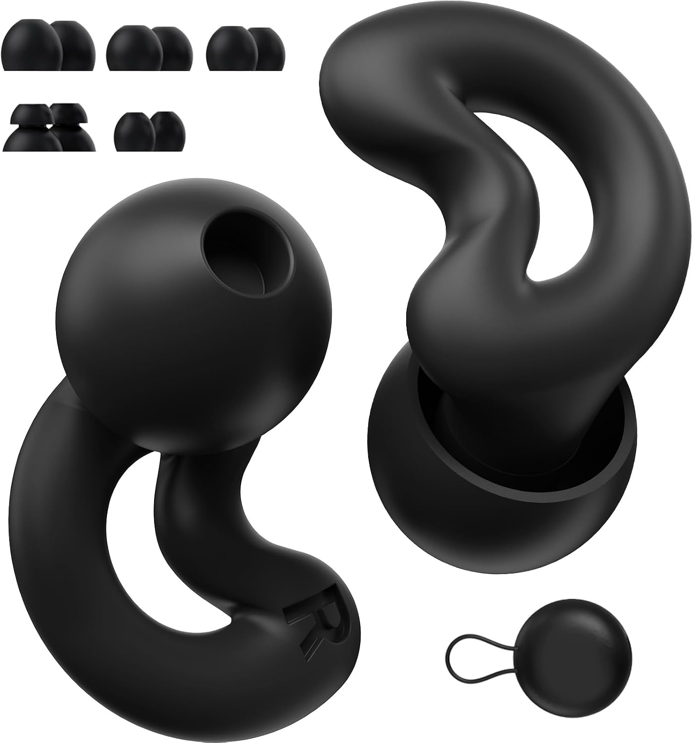 Sleep Ear Plugs for Sleeping,Noise Reduction NRR40dB,Reusable Earplugs for Sleep,Side Sleepers,Snoring Reducing,XS/S/M/L Tips and Carrying Case Black
