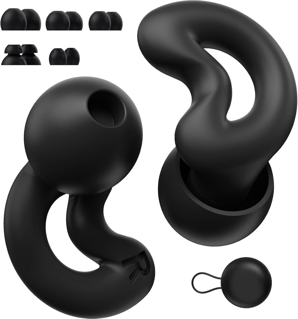 Sleep Ear Plugs for Sleeping,Noise Reduction NRR40dB,Reusable Earplugs for Sleep,Side Sleepers,Snoring Reducing,XS/S/M/L Tips and Carrying Case Black