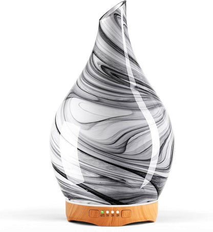 Porseme Essential Oil Diffuser 280ml Handmade Glass Diffuser 7H Runtime | Elegant Handmade Glass Aroma Diffuser with 7-color LEDs, Quiet Aromatherapy and Safe Auto Shut-off, Perfect for Gifts