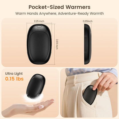 infray Hand Warmers Rechargeable, 2 Pack Electric Hand Warmer Reusable USB Pocket Warmer, 3 Settings Heated Portable AI Handwarmer Great Gifts for Christmas, Outdoor, Golf, Hunting
