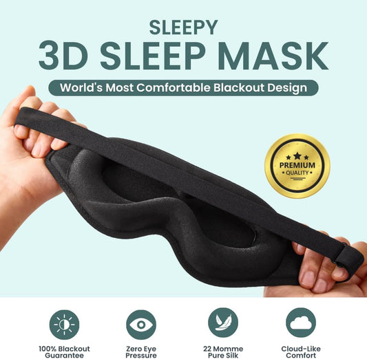 GLOWCO 3D Sleep Mask, Contoured Eye Mask for Sleeping – 100% Blackout, Zero Pressure, Adjustable Strap, Light Blocking Eye Cover for Side Sleepers & Back Sleepers, Travel, Men and Women