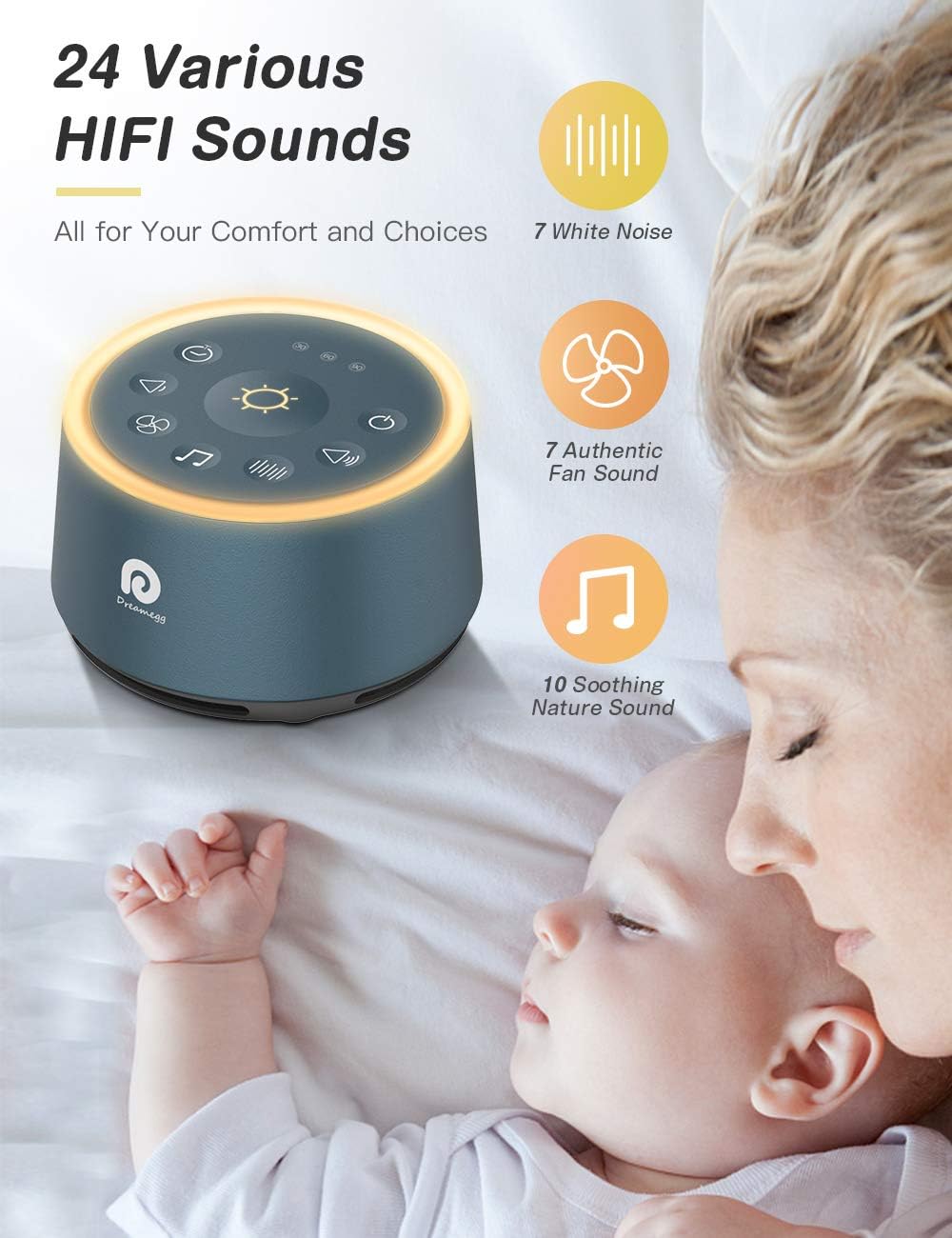 Dreamegg White Noise Machine for Adults - 10W Powerful Sound Machine with 29 Soothing Sounds, Noise Masking for Snoring, Traffic & Office Privacy, Ideal for Home, Travel & Deep Sleep
