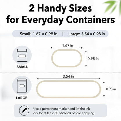 Waterproof Kitchen Labels for OXO POP Containers, 64-Pack, 2 Sizes | Removable Writable Food Storage Stickers, Tear-Resistant Pantry Organization Decals for Plastic and Glass Jars