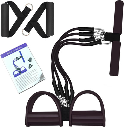 Pedal Resistance Band, 4-Tube Elastic Pull Rope, Sit-up Equipment, Yoga Strap Bodybuilding Expander, Exercise Bands, Fitness Equipment for Abdomen, Waist, Arm, Leg Stretching Slimming Training