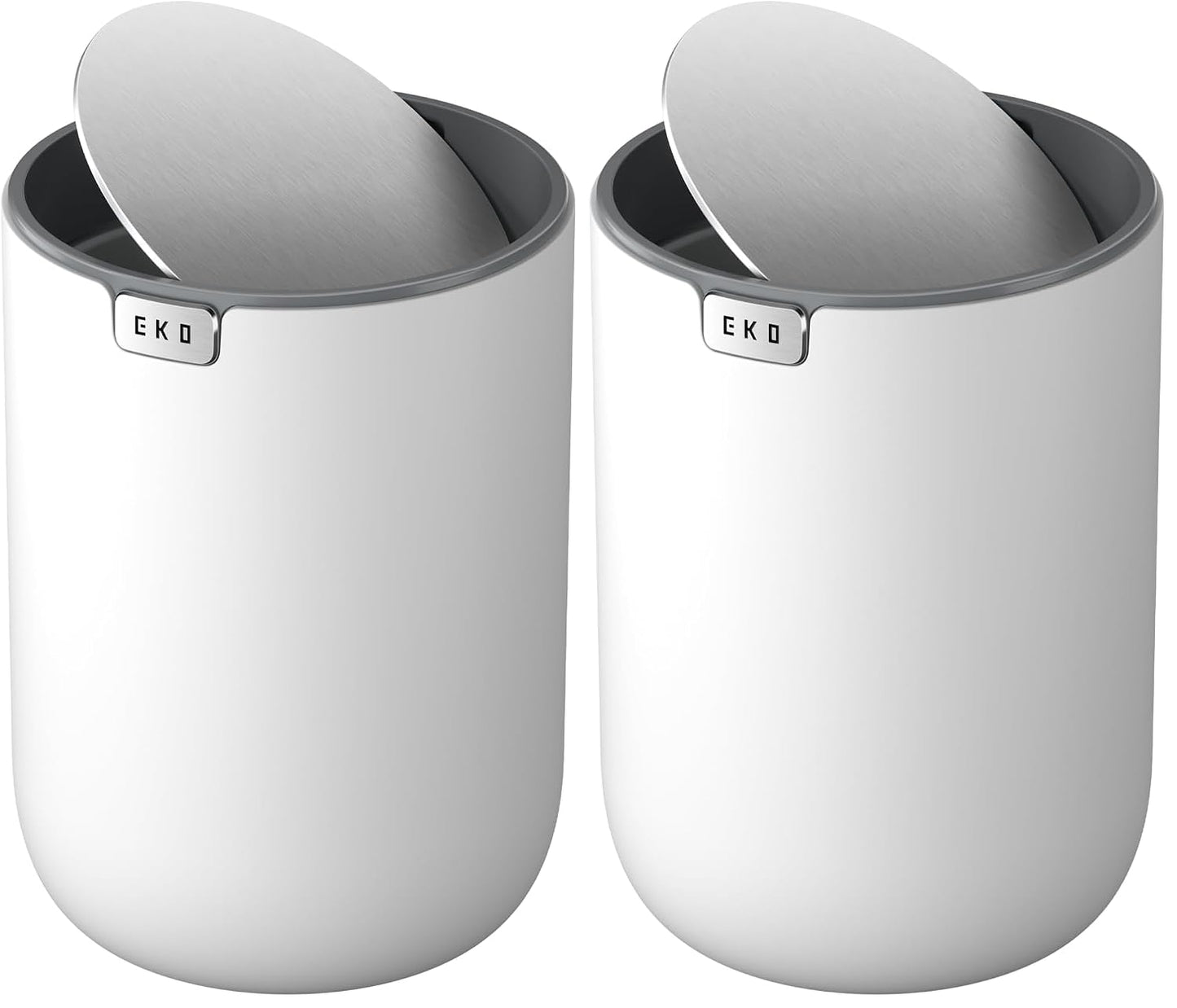EKO Fandy 0.58 Gal/2.2L Mini Trash Can with Lid, Swing-Top Desktop Trash Can for Bathroom, Countertop, Vanity, Desk or Office, Small Garbage Bin (Blue)