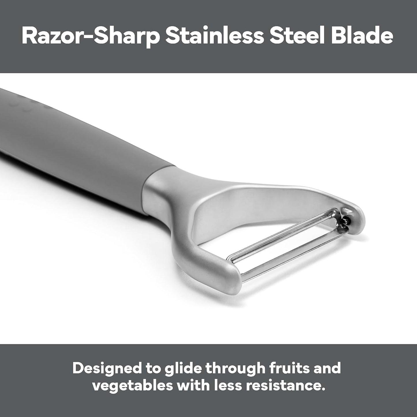 Misen Stainless Steel Vegetable Peeler - Dishwasher Safe Y Peeler - Easy to Use with Potatoes, Cabbage, Carrots, and More - Progessional Grade Kitchen Tool - Gray
