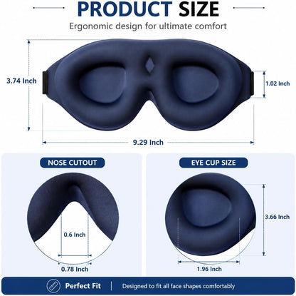 ALASKA BEAR Memory Foam Sleep Mask, Contoured Eye Cups for Women Men, Blue