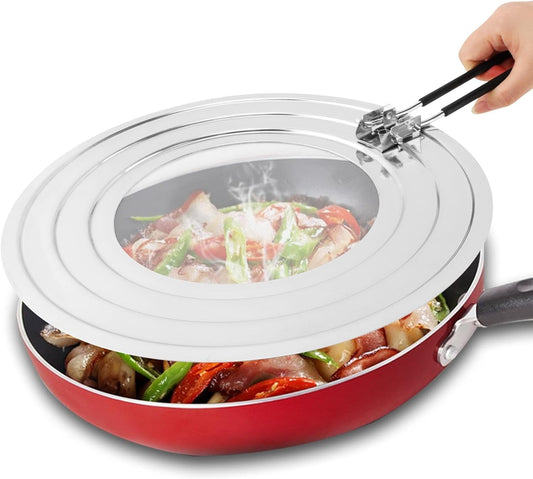 Stainless Steel Splatter Screen for Frying Pan, Grease Splatter Guard with Foldable Heat-Resistant Silicone Handle, Shields Stove Top from Bacon Fry Oil or Deep Fryer Splash(11.81inch)