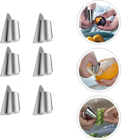 Hemoton 60pcs Stainless Steel Finger Nail Guards for Cutting and Peeling Vegetables Kitchen Tools for Protecting Nails While Cooking Easy to Use and Clean