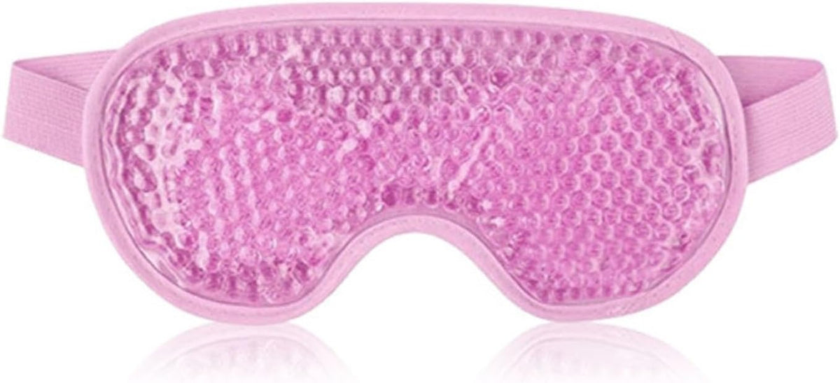 Plush Cooling Eye Mask with PVC Gel Beads, Cold & Hot Compress Sleep Mask with Blackout Design, Reusable Ice Bead Mask for Headache, Migraines Relief & Puffy Eyes(Grey)