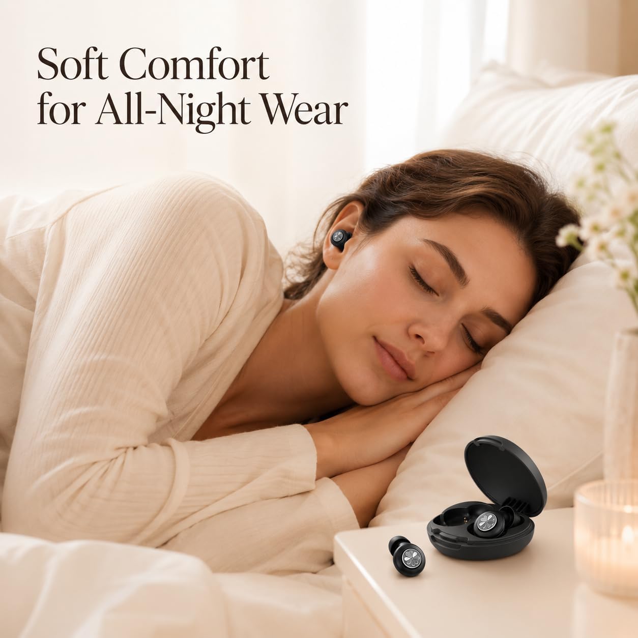HEKKE 45dB Ear Plugs for Sleeping, Soft Silicone for Side Sleepers, 4 Sizes | Reusable soft silicone with XS/S/M/L sizes for side sleepers, concerts, flights and hotels; carrying case included.