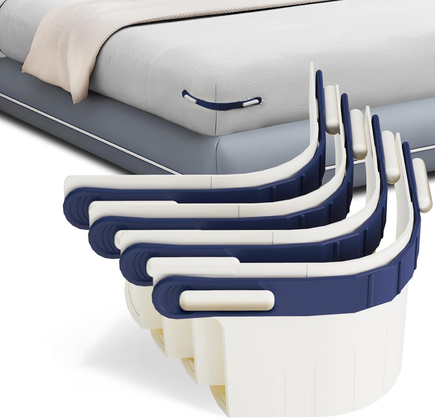 Sheet Holders for Fitted Sheets – 4 Pack Heavy Duty ABS+Silicone Lock Straps, Keep Sheets Firm & Tight, No Slippage – Easy Install Bed Sheet Holders