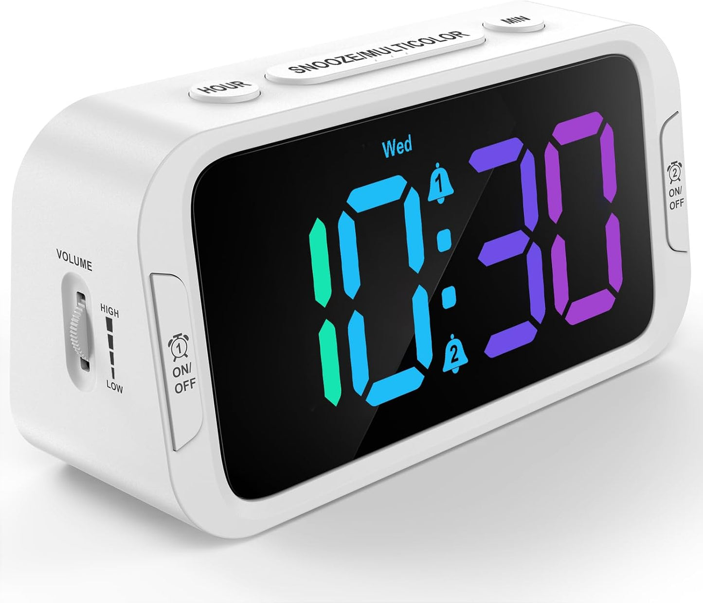 Odokee Digital Dual Alarm Clock for Bedroom with 0-100% Dimmable Display | Easy to Set Alarm Clock with Weekday/Weekend Mode - Loud Alarm for Heavy Sleepers with 5 Sounds Adjustable Volume - Blue