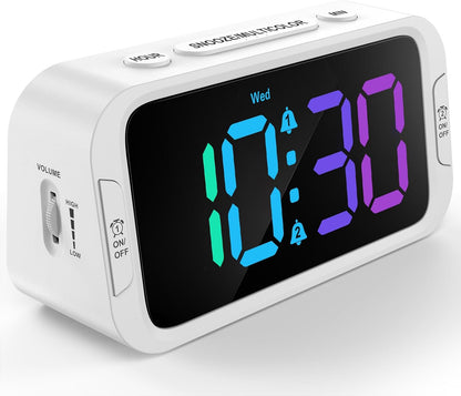 Odokee Digital Dual Alarm Clock for Bedroom with 0-100% Dimmable Display | Easy to Set Alarm Clock with Weekday/Weekend Mode - Loud Alarm for Heavy Sleepers with 5 Sounds Adjustable Volume - Blue