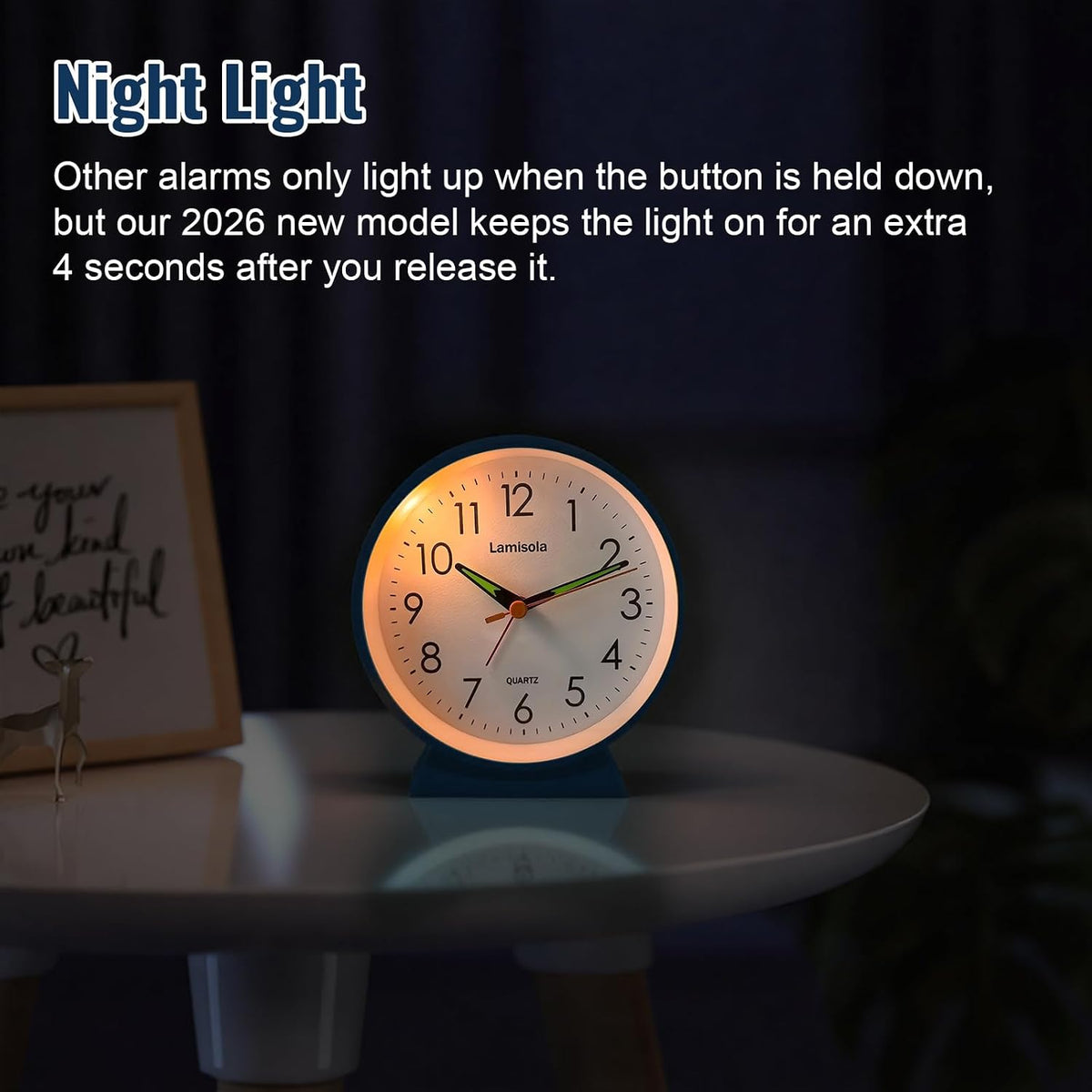 4.5 Inch Small Desk Clock Battery Analog Alarm Clock for Bedroom, Black