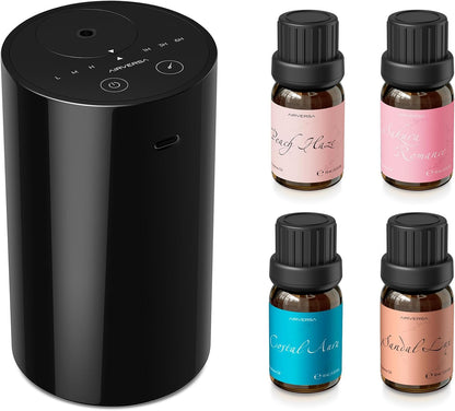 Airversa AN8 Waterless Essential Oil Diffuser Starter Kit, Black