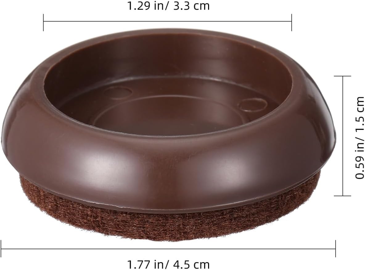 Angoily Furniture Pads & Sliders for Hardwood Floors, 10 Pcs Felt Chair Leg Floor Protectors Caster Cups, Heavy Duty Moving Pads for Piano Bed Wheels, Non Scratch (Light Brown)