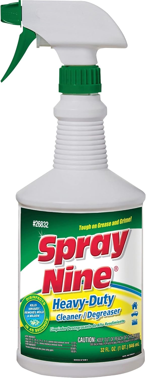 Spray Nine 26832 Heavy Duty Cleaner, Degreaser & Disinfectant for Kitchens, Bathrooms, Yard Equipment, Automotive & Industrial 32 Fl Oz. (Pack of 1)