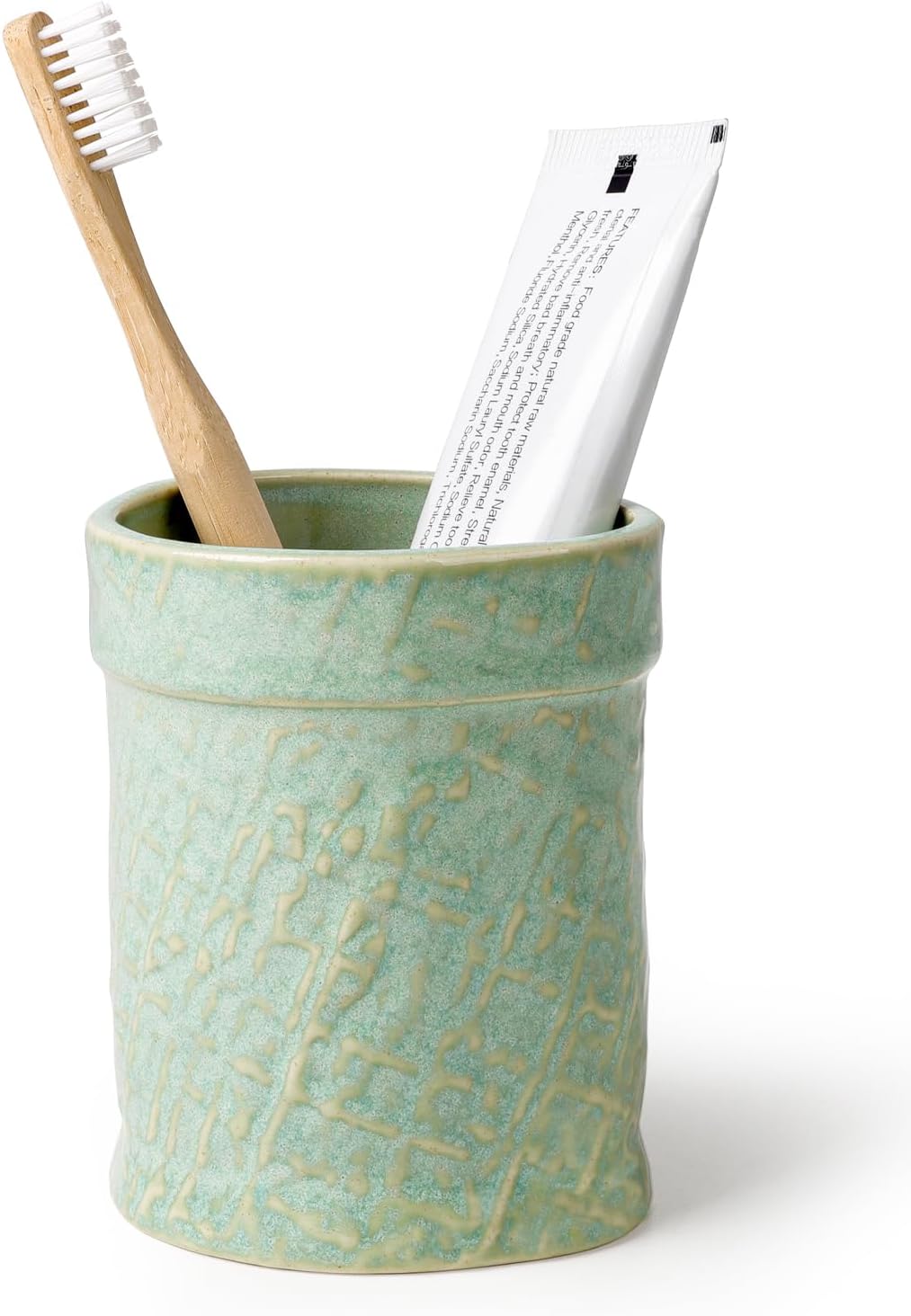 Toothbrush Holder, Tooth Brush Holder for Bathroom - Ceramic Toothbrush Cup White Toothbrush Holders Countertop, Makeup Brush Holder Pen Holder, 3.62" x 3.62" x 3.93", ANTIS'S HOME