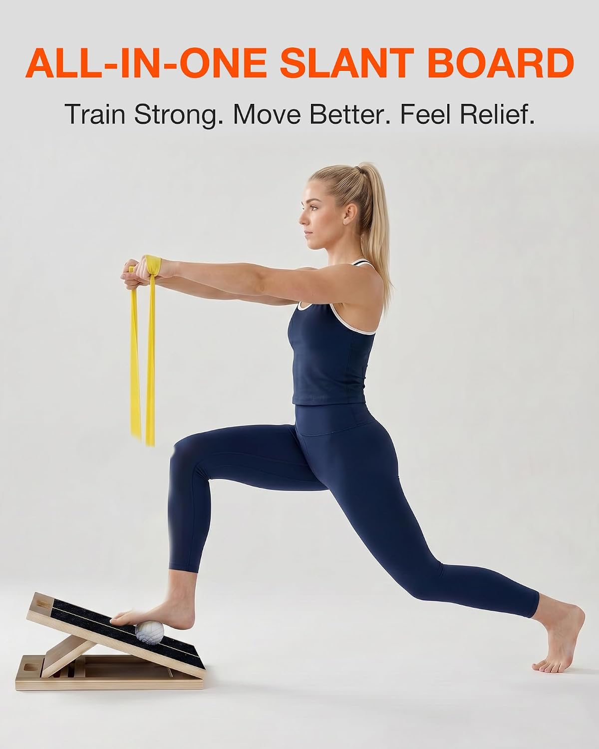 Frylr Portable Wooden Slant Board for Calf Stretching and Exercise, Adjustable Incline Wedge for Squats and Balance