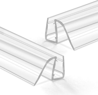 Bathroom Shower Glass Door Bottom Seal Strip, 2PCS 36 Inch Long Clear PVC Seal Strips for 5/16"(8mm) - 3/8"(10mm) Thick Framless Glass Door Panel