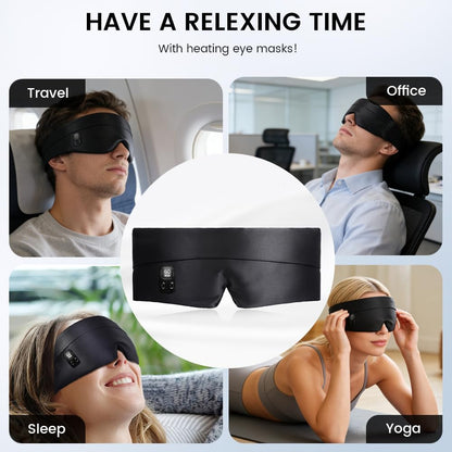 HomeBeyond Heated Eye Mask, Cordless Rechargeable 4 Heat Levels 4-Level Timing Washable Cover, Sleep Masks for Eye Relief, Improved Sleep
