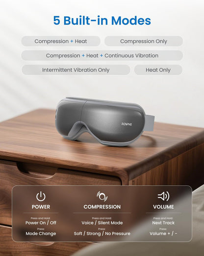 RENPHO Eyeris 1 Eye Massager with Heat, Heated Massage Eye Mask