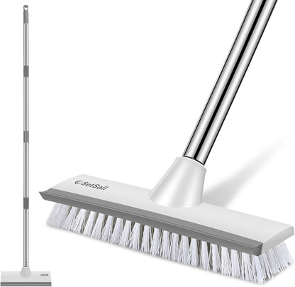 SetSail Floor Scrub Brush with 51-Inch Long Adjustable Handle 2 in 1 Scrape Brush Stiff Bristle Floor Scrubber for Cleaning Shower Bathroom Garage Kitchen Wall Deck Tub Tile | 2 in 1 Scrape Brush Stiff Bristle Floor Scrubber for Cleaning Shower Bathroom