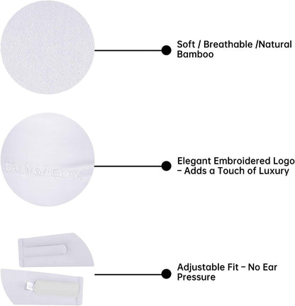Calm&Relax Bamboo Sleep Mask - Cooling 3D Eye Mask, Lash Friendly,White | Total Blackout 3D Contoured Eye Mask for Travel, Home, Yoga - Adjustable Soft Viscose Night Blindfold for Side Sleepers