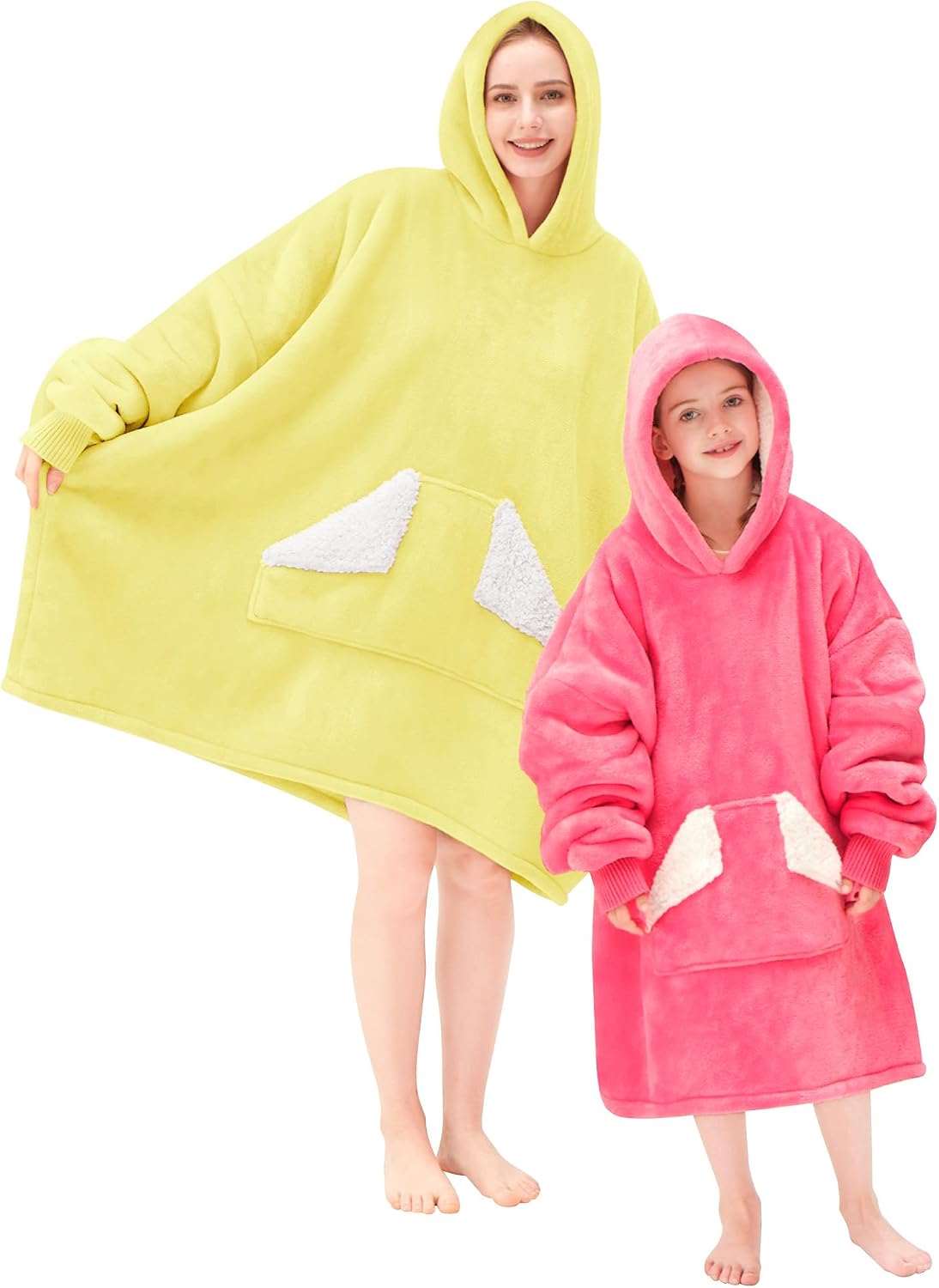 Wearable Blanket Hoodie, Oversized Sherpa Fleece Sweatshirt Blanket with Giant Hood Pocket and Sleeves for Adult, Warm & Cozy Grey Blanket Gifts for Women