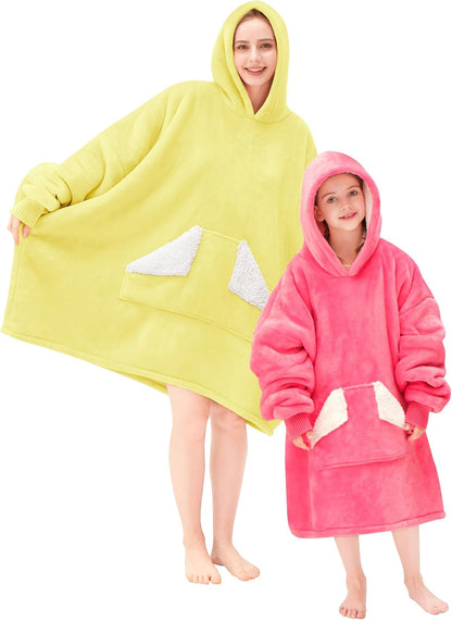 Wearable Blanket Hoodie, Oversized Sherpa Fleece Sweatshirt Blanket with Giant Hood Pocket and Sleeves for Adult, Warm & Cozy Grey Blanket Gifts for Women