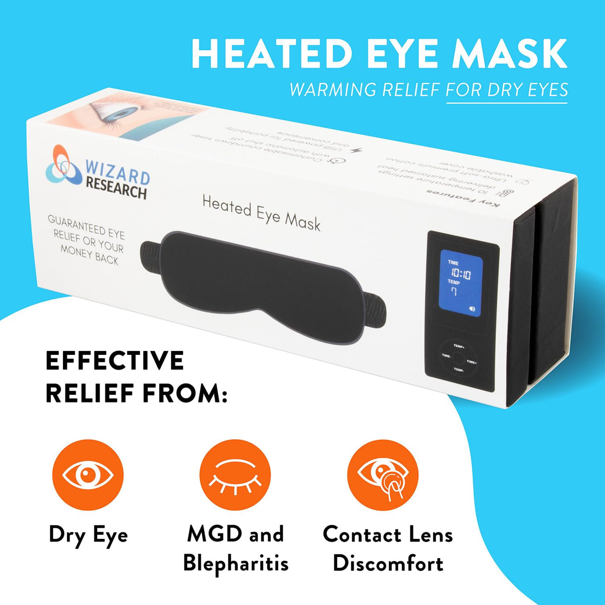 Electric Heated Eye Mask Relieves Dry Eyes, Styes, Irritated, Gritty Eyes, Burning, Puffiness, Computer Strain, Blepharitis, Migraines & Stress As Seen on TV 10 Heat Levels Dr Recommended 2025 Model