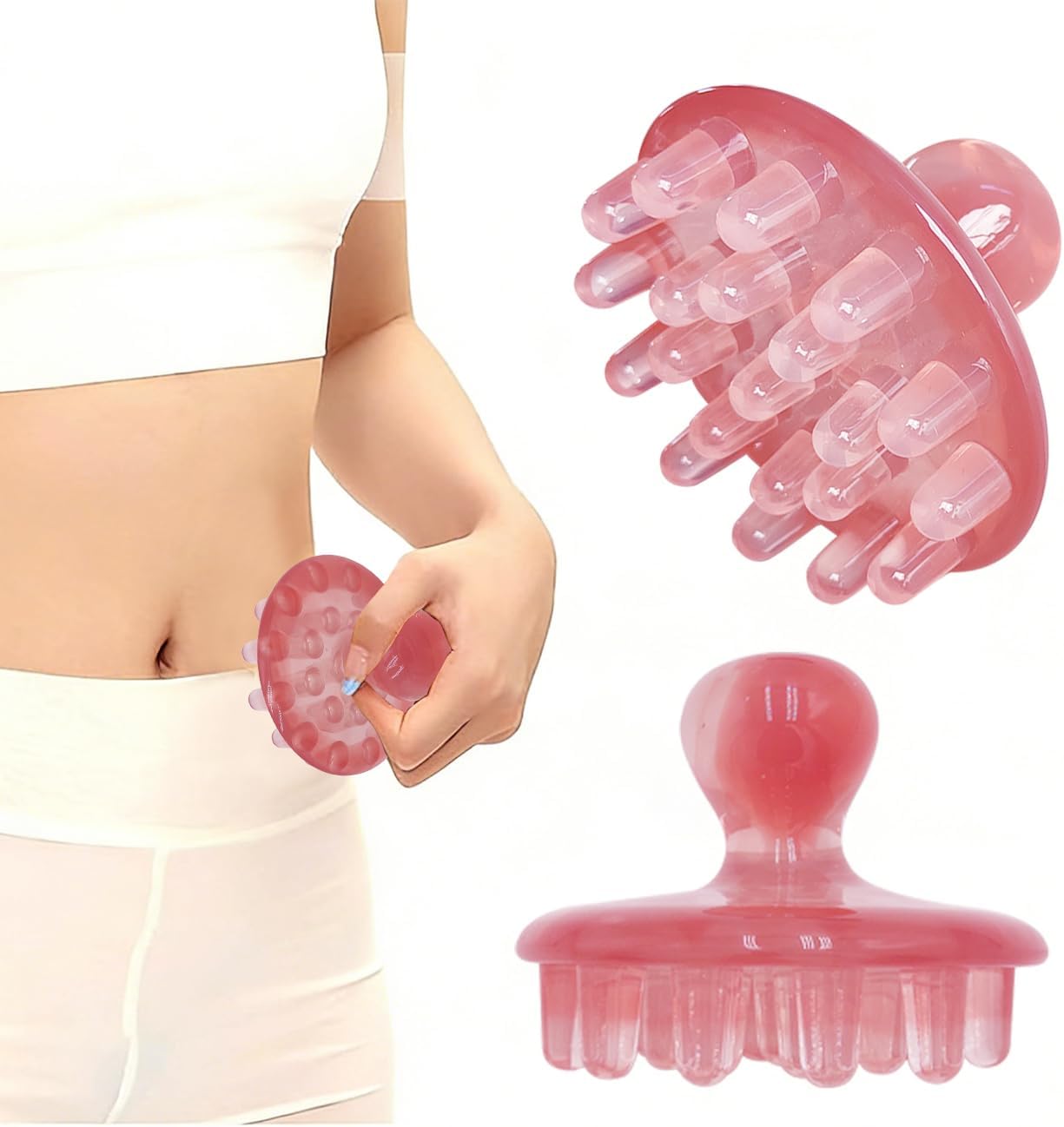 Lymphatic Massage Roller for Cellulite Remover Body Sculpting - Handheld Cellulite Massage Tool for Body Bloat Blood Circulation Lymphatic Drainage Pink