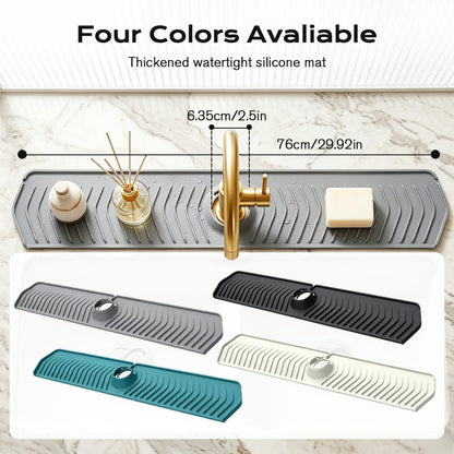 Kitchen Sink Faucet Mat, 2025 New Foldable Faucet Mat for Kitchen Sink, 30in Silicone Faucet Guard & Draining Mat Keep Countertops Dry Splash Guard (Green, 30in)