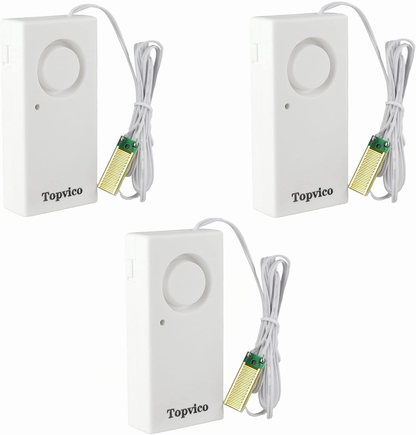 Water Leak Sensor Detector, 120dB, 37.8 Inches Cable, 3 Packs | Flood Alarm for Basement, Under Sink, Sump Pump, RV, Kitchen, Water Heater, Apartment Management, Moisture, Battery Operated